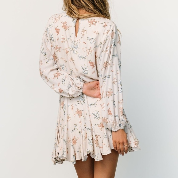 Baltic Born Galia Mini Dress in Beige Blue Green Floral NWT - Picture 4 of 16